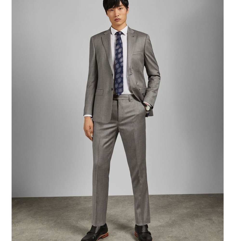 NWT Ted Baker Men's Debonair Plain Wool Pants Gray 38W x 34L $260 H348